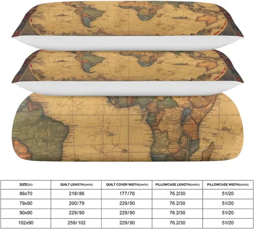 Vista 2 de World - Juego de funda de edredón tamaño matrimonial, juego de funda de edredón supersuave de artes visuales, juego de ropa de cama de microfibra