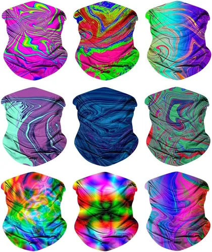 Vista 2 de SoJourner Bags Bandana para el cuello (9 unidades) Cubrebocas de cuello Gators para hombres y mujeres, máscaras de cuello en I