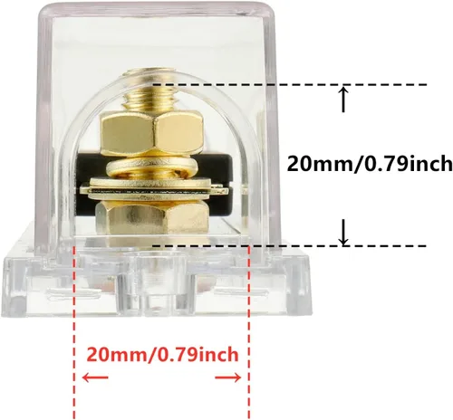Vista 6 de BOJACK Soporte de fusibles ANL de calibre 0/2/4 y fusibles ANL de 20 amperios para bloque de fusibles AWG de calibre 0, 2, 4, 8, portafusibles