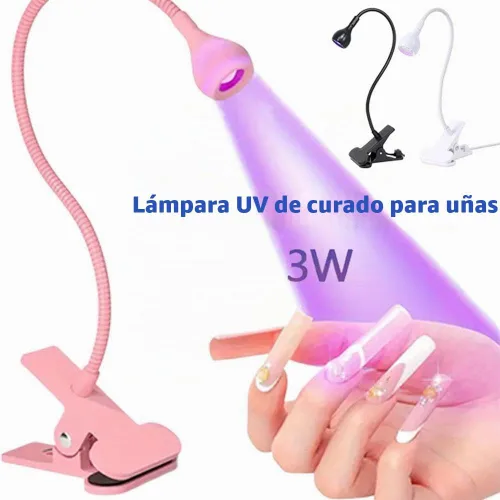 Vista 8 de Lámpara LED de manicura de uñas, lámpara de secado con cuello de cisne y abrazadera para uñas de gel, lámpara UV de cuello de cisne de 3 W, mini luz