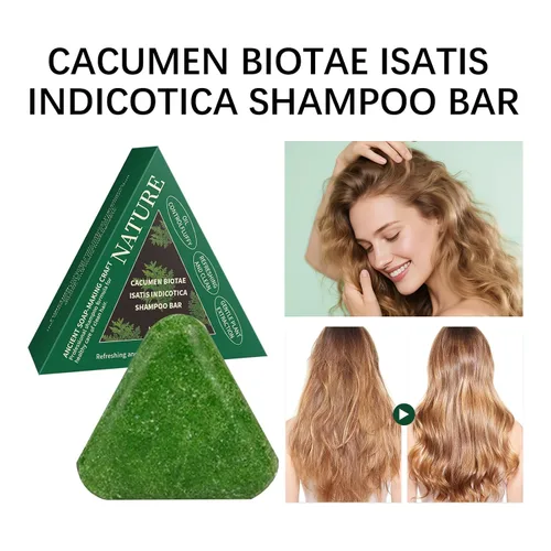 Vista 6 de Soelegant Nature Triangle Barra de champú, barra de champú verde, fórmula Polygonum Multiflorum, fórmula de limpieza profunda y nutritiva, fortalece