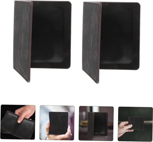 Vista 6 de VALICLUD 2 fundas de almacenamiento portátiles para pasaporte para portón de pasaporte, funda protectora de viaje, negro, tarjetas protectoras