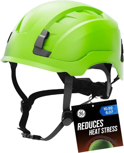 Vista 14 de GE Safety Helmet, Impact Absorbing Tech, Adjustable Ratchet, ANSI Type 1, Memory Foam Padding, Hard Hats Protection, Chin Strap, Class C (Vented) &