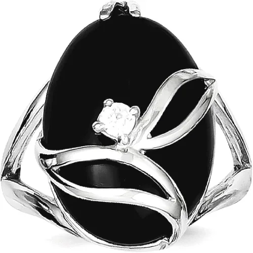 Vista 10 de 925 Sterling Silver Black Onyx Cubic Zirconia Cz Band Ring Stone Natural Shell Wood Fine Jewelry For Women Gifts For Her