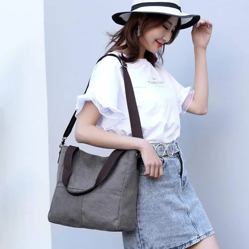 Vista 2 de Sunshinejing Bolso de lona pequeño para mujer, bolso cruzado de hombro, bolsos de trabajo, bolso de viaje