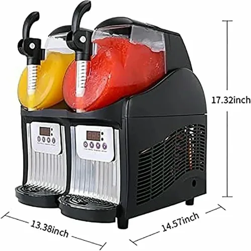 Vista 6 de Máquina comercial de granizado de hielo, tanque de 2.5Lx2 Máquina profesional de granizado congelado, refrigeración eficiente, para el hogar, hotel