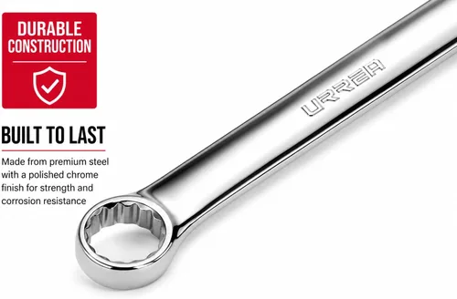 Vista 6 de URREA Llave combinada de 12 puntos, herramienta mecánica extra larga de 0.394 in con alcance extendido y acabado de níquel-cromo, 40.9 fl oz