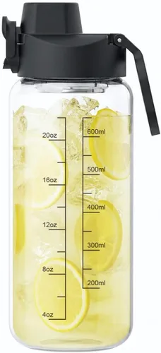 Vista 9 de Neodaco - Botella de agua deportiva de 20 onzas con asa, vidrio de borosilicato