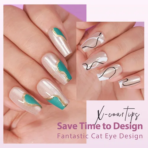 Vista 5 de BTArtboxnails - Uñas postizas cortas a presión, 160 unidades Aurora - Ataúd corto