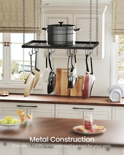 Vista 2 de CHOEZON Estante colgante para ollas, colgador de ollas montado en el techo para cocina, organizador de almacenamiento de utensilios de cocina