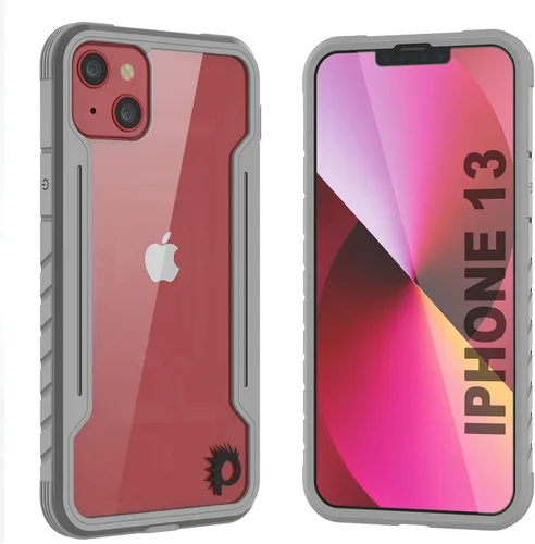 Vista 10 de Punkcase Diseñada para iPhone 13 [Armor Stealth Series] funda protectora de grado militar con marco de aluminio [parte trasera transparente] Máxima