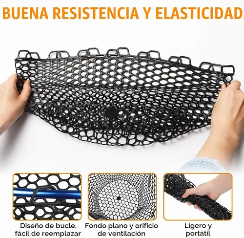 Vista 7 de Dovesun Red de Pesca de Goma, Red de Reemplazo Sin Mango, Redes de Pesca Transparentes Negras para Pesca de Mosca, Bolsa de Red de Aterrizaje