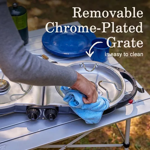 Vista 4 de Coleman Fold ‘N Go 2-Burner Propane Stove, Dual Adjustable Burners with 20,000 BTUs of Power & InstaStart Ignition, Great for Camping, Tailgating