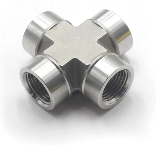Vista 4 de HFS (R) 1/2" NPT rosca hembra tubería 4 vías cruz acero inoxidable 304 (1/2" hembra NPT)