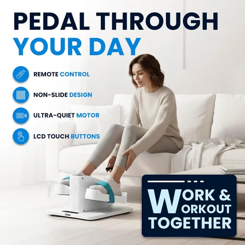 Vista 3 de Máquina Elíptica Bajo Escritorio – Ejercicio de Pedal Eléctrico Sentado para Adultos y Mayores, Silencioso Ejercicio de Piernas Elíptico con Control