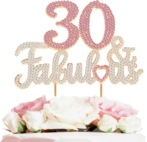 Vista 28 de 25 y fabulosa decoración de pastel de diamantes de imitación dorados y rosados – Feliz cumpleaños 25 años saluda a 25 años de edad, decoración