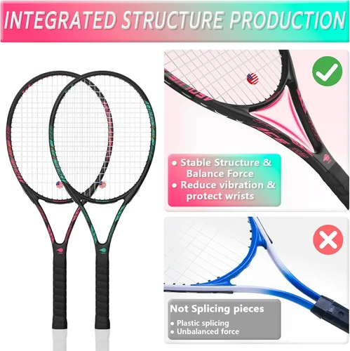 Vista 2 de Raqueta de tenis profesional para adultos, 2 jugadores de 27 pulgadas, raqueta de tenis de velocidad aceptable para principiantes y profesionales