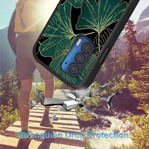Vista 2 de Funda delgada para Moto Edge 2021 TPU con diseño de hojas de arte, cubierta de protección de cuerpo completo de goma de gel suave para Motorola Edge