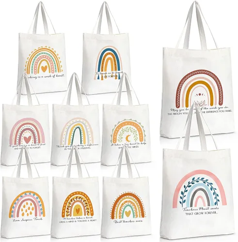 Vista 7 de Sadnyy 20 bolsas de lona arcoíris para profesores y empleados, regalo inspirador con cremallera para oficina, escuela