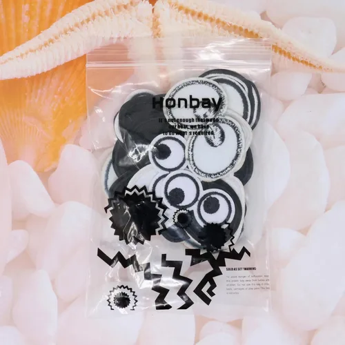 Vista 9 de Honbay 24 lentes de sol de dibujos animados blancos y negros, parches para coser, delicados apliques bordados para decoración de ropa y manualidades