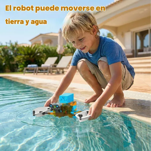 Vista 3 de STEM 25 en 1 Robot Solar Kit Educativo Juguetes de Construcción para Niños Azul y naranja