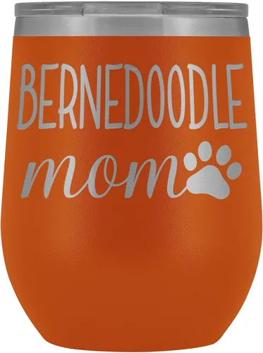 Vista 13 de Bernedoodle Mom Wine Tumbler, Personalized Doodle Dog Mom Wine Tumbler With Lid, Dog Mom Stainless Steel Wine Glasses Insulated Wine Tumbler (Black)