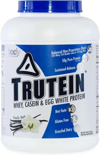 Vista 28 de Body Nutrition Trutein Polvo de Proteína Alto: 45% Suero, 45% Caseína, 10% Clara de Huevo, Sin Gluten, Bajo en Sodio, Polvo de Proteína de Suero