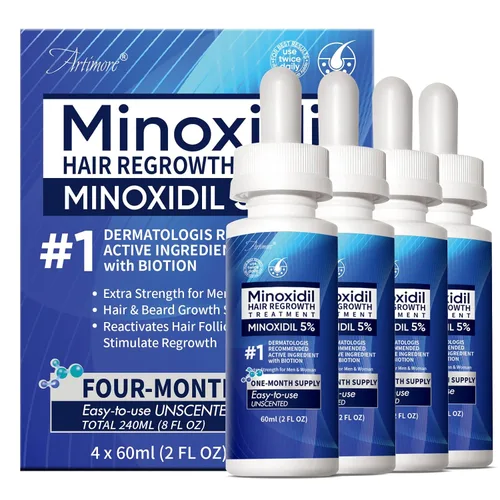 Vista 10 de Suero para el crecimiento del cabello de minoxidil al 5% para hombres y mujeres con biotina: minoxidil para hombres y mujeres, 5 por ciento