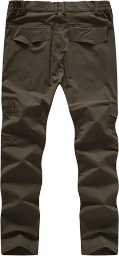 Vista 2 de BASUDAM Pantalones cargo de senderismo para hombre, de secado rápido, ligeros, elásticos, resistentes al agua con bolsillos