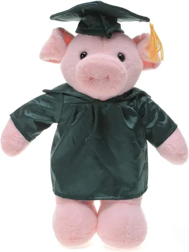 Vista 9 de Plushland Juguetes de peluche de cerdo, regalos para el día de graduación, texto personalizado, nombre o logotipo de tu escuela en el vestido, lo