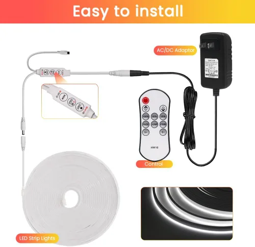 Vista 6 de KISUFU Luces de neón LED de 24 V 2835 CC, cuerda de luz LED regulable, IP67 impermeable 120 LEDs/m, tira de luces LED de silicona, letrero flexible