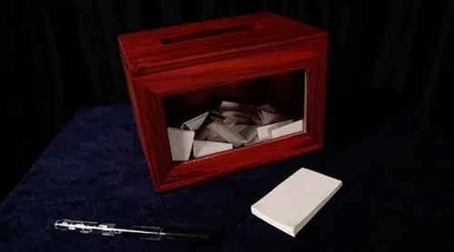 Vista 2 de blue-ther Predicción Caja de madera mágica para magos profesionales trucos cuánticos Billet Box Trucos de magia Escenario Magic Prop