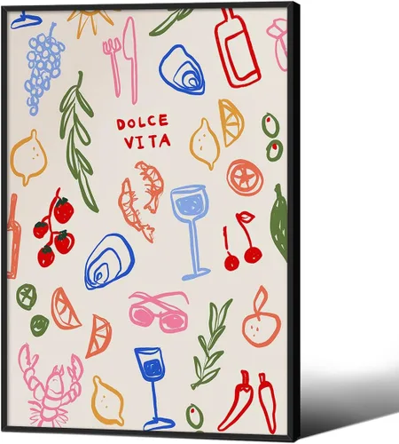 Vista 41 de MWZUPQ Póster de cóctel colorido de moda, retro, lindas copas de vino, lienzo, arte de pared, llena tu taza, pinturas impresiones de bares, cocina
