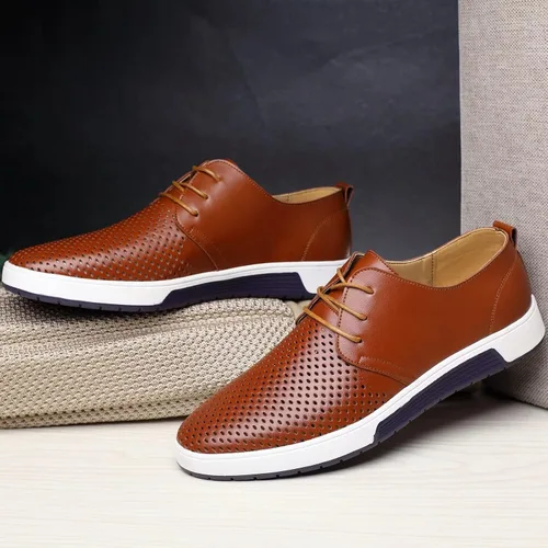 Vista 6 de BSROT Zapatos Oxford casuales para hombre, zapatos de vestir con cordones, cómodos zapatos deportivos de moda