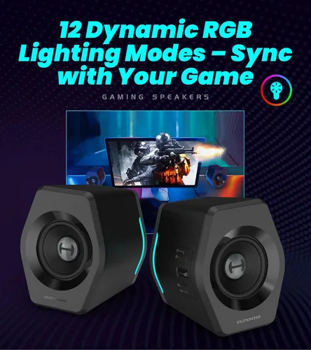 Vista 3 de Edifier G2000 Altavoces RGB para Juegos, 32W de Potencia Máxima, Diseño Compacto para PC/PS4/Escritorio, Bluetooth 5.1, AUX de 3.5mm, Modos