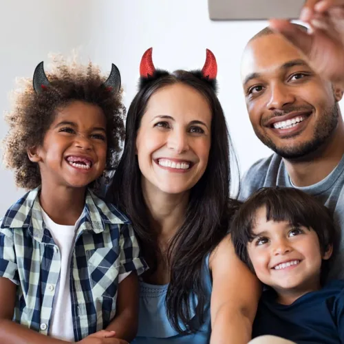 Vista 6 de Diadema de cuernos de diablo, accesorio para disfraz de Halloween, disfraz de disfraces, diadema para cosplay