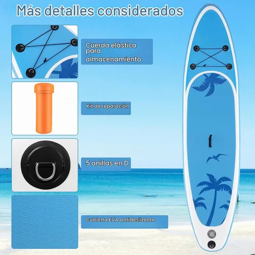 Vista 5 de GYMAX Tabla de remo, tabla de remo inflable con accesorios de SUP, aleta extraíble, paleta, bomba, correa y bolsa de transporte, tablas de remo