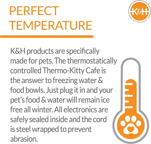 Vista 7 de K&H Pet Products Cuencos exteriores con calefacción para comida y agua de gatos, estación de alimentación Thermo-Kitty Café para gatos callejeros