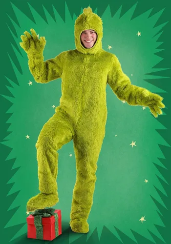 Vista 3 de Disfraz de Dr. Seuss Grinch de cara abierta para adultos