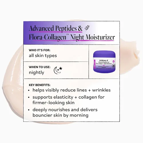Vista 4 de Derma-E Advanced Peptides and Flora-Collagen Night Moisturizer Unisex Hidratante 2 oz