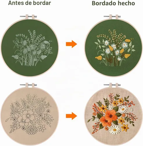 Vista 4 de FEPITO Kit de iniciación de bordado con patrón e instrucciones