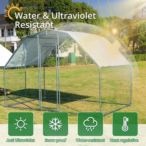 Vista 5 de Towallmark Jaula grande de metal para gallinero, gallinero galvanizado, jaula de gallina de alambre galvanizado, jaulas de conejos con cubierta