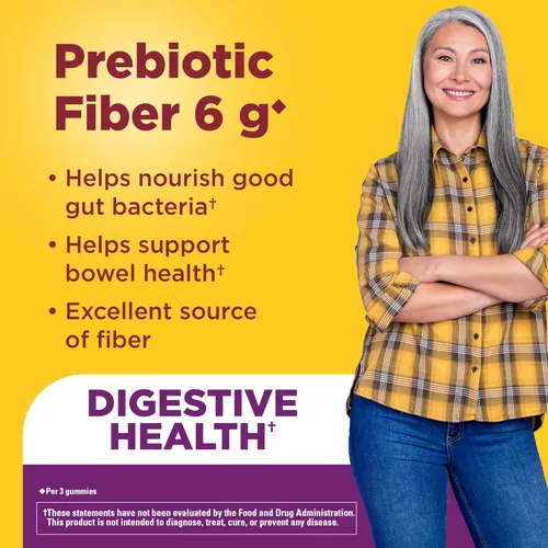 Vista 3 de Nature Made Gomitas de fibra prebiótica para adultos y niños, suplemento de fibra para apoyo del sistema digestivo, 90 gomitas