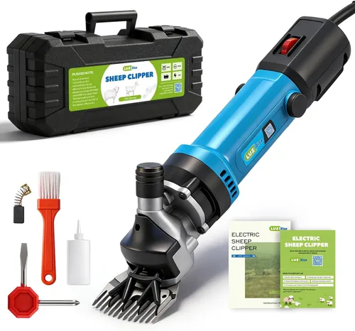 Vista 8 de Tijeras de ovejas inalámbricas 550 W 2400 RPM profesional recargable cortadora de corte 21 V con 6 velocidades, para afeitar lana de piel en ovejas