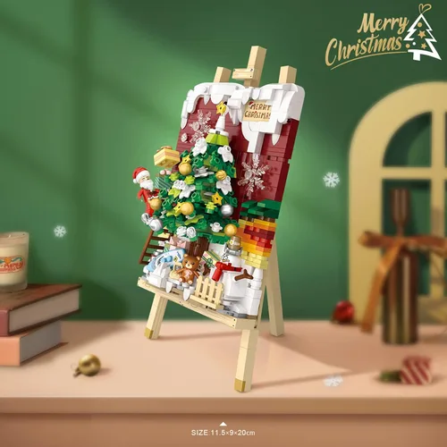 Vista 3 de MEIEST Mini bloques de construcción de pintura 3D de Navidad, juego de modelos creativos de bricolaje, colección de estereografía de partículas