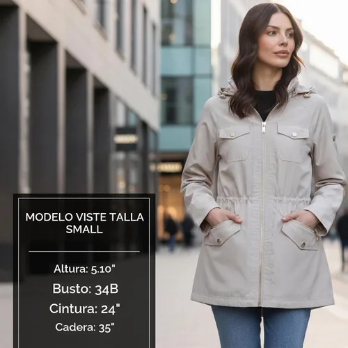 Vista 3 de Michael Kors Chubasquero y rompevientos Anorak con capucha para mujer