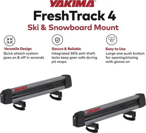 Vista 2 de YAKIMA, FreshTrack - Soporte de esquí y snowboard, se adapta a la mayoría de portaequipajes