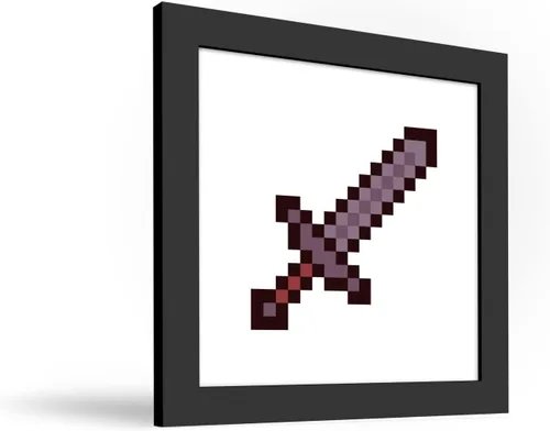 Vista 2 de Trends International Gallery Pops Minecraft: Pixeles icónicos - Artículos - Póster de pared de espada de hierro, 12 x 12 pulgadas, versión enmarcada