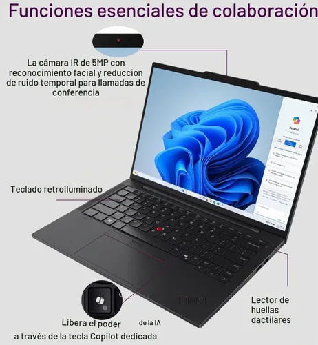 Vista 5 de Lenovo ThinkPad T14 S G6, 14" FHD+, Ryzen AI 7 PRO 350, DDR5 de 16 GB, SSD