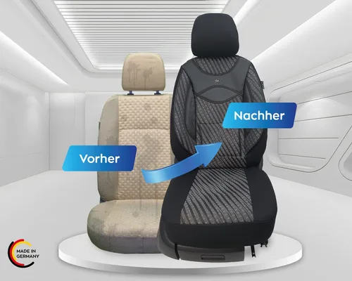 Vista 4 de BREMER SITZBEZÜGE Custom Car Seat Covers Compatible with VW T5 Multivan Driver & Passenger Set from 2003-2015 / Car Seat Covers Protective Cover 115